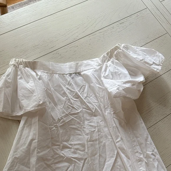 Chic White Ruffle Iff-Shoulder Dress - Picture 2 of 5